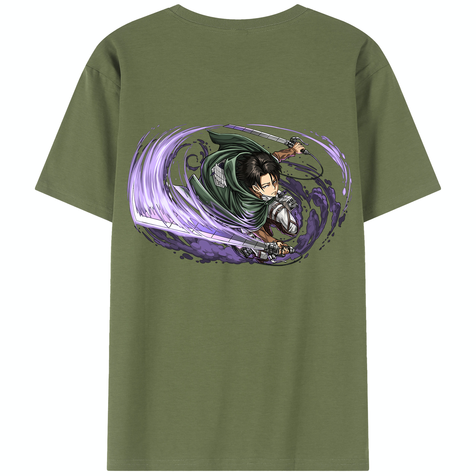 （画像用） 進撃の巨人 リヴァイ·アッカーマン Attack on Titan Levi Ackerman 綿100％半袖Tシャツ（背面プリント）